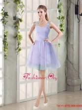 Custom Made A Line Straps Short Discount Dama Dresses with Ruching BMT014D-7FOR