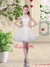 Feminine A Line Halter Top Dama Dresses with Bowknot and Lace BMT053FOR