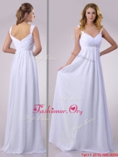 Hot Sale Empire Beaded White Chiffon Dama Dress with Straps THPD329FOR