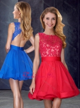 Hot Sale Scoop Backless Red Dama Dress with Appliques and Belt PME1895FOR