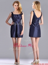 Hot Sale Square Handcrafted Flower Short DamaDress in Navy Blue THPD043FOR