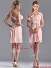 Latest Beaded and Ruffled Pink Dama Dress with Criss Cross THPD055FOR
