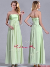 Latest Strapless Yellow Green Chiffon Dama Dress in Ankle Length THPD137FOR