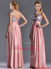 Lovely Empire Straps Zipper Up Peach Dama Dress with Sequins THPD080FOR