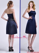 Luxurious Strapless Zipper Up Ruched Dama Dress in Navy Blue THPD315FOR