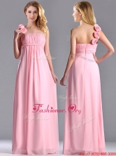 New Style Baby Pink Dama Dress with Handcrafted Flowers Decorated One Shoulder  THPD212FOR