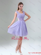 Perfect Straps Lavender Ruched Mini Length Discount Dama Dress with Waistband BMT005DFOR