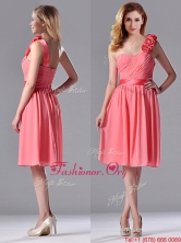 Popular Watermelon Dama Dress with Hand Made Flowers Decorated One Shoulder THPD243FOR
