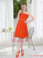 Summer A Line Strapless Bowknot Cheap Dama Dress in Rust Red BMT001D-8FOR