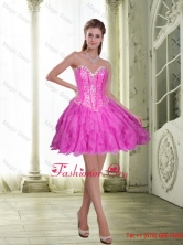 2016 Low Price Beading and Ruffles Short Discount Sexy Prom Dress in Fuchsia SJQDDT23003-2FOR