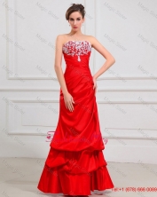 2016 Spring Beautiful Luxurious Column Strapless Appliques Prom Dresses in Red DBEE513FOR