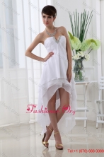 2016 Summer Pretty Empire Strapless White High Low Prom Dress with Chiffon FVPD010FOR