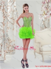 2016 Summer Pretty Modest Beading and Ruffles Prom Gown Dress in Spring Green QDDTA5002-8FOR