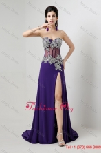2016 Summer Pretty Popular Brush Train Prom Dresses with Beading and High Slit DBEE359FOR