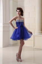 A-line Organza Peacock Blue Prom Dress with Beading Ruchings Sweatheart FVPD065FOR