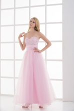 Baby Pink A-line Sweetheart Prom Dress with Beading and Ruching FVPD179FOR