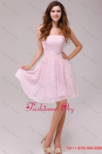 Baby Pink Strapless Knee-length Empire Prom Dress for Cocktail Party FFPD0124FOR