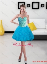 Beautiful 2016 SpringBeading and Ruffles Short Prom Dress in Baby Blue SJQDDT14003FOR
