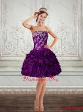 Beautiful Purple Strapless Prom Dresses with Embroidery and Ruffles QDZY244TZCFOR