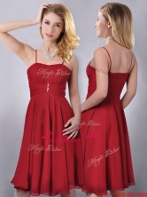 Cheap Spaghetti Straps Knee Length Chiffon Prom Dress in Red THPD203FOR