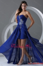 Column Sweetheart Royal Blue Beading And Ruching Chiffon Prom Dress FFPD0600FOR