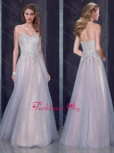 Custom Made Empire Applique Silver Prom Dress in Tulle PME1907FOR