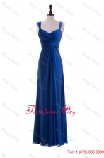 Custom Made Empire Straps Prom Dresses with Ruching in Blue DBEES308FOR