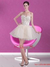 Cute Short Sweetheart Beading Prom Dress in Champagne UNIONFv63018PSFOR