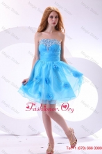 Discount Sexy Aqua Blue Prom Dress with Strapless Beaded and Flowers FFPD0388FOR