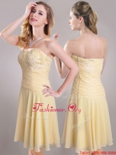 Elegant Applique Chiffon Yellow Short Prom Dress with Side Zipper THPD233FOR
