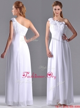 Elegant Empire Hand Crafted Side Zipper White Prom Dress with One Shoulder THPD252FOR