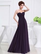 Empire Chiffon Ruching Strapless Dark purple Floor-length Discount Sexy Prom Dress FVPD088FOR