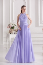 Empire Halter Top Floor-length Ruching Lavender Prom Dress FVPD317FOR