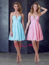 Exclusive Empire Chiffon Short Prom Dress with Beading and Ruching PME1972FOR