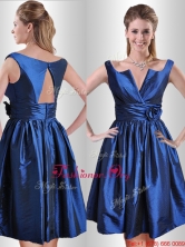 Exquisite Open Back Hand Crafted Flower Prom Dress in Royal Blue THPD241FOR