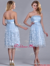 Gorgeous Empire Tea Length Applique Tulle Prom Dress in Light Blue THPD128FOR
