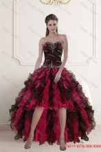 High Low Sweetheart Multi Color Prom Gown with Ruffles and Beading XFNAO5800TZBFOR