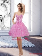 Inexpensive Rose Pink Sweetheart 2015 Prom Dress with Beading and Ruffles QDDTA67003FOR