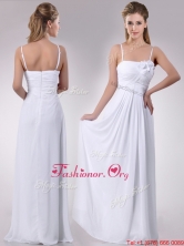 Latest Handcrafted Flower White Prom Dress with Spaghetti Straps  THPD088FOR