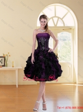 Multi Color A Line Ruffled Strapless Knee-length Prom Dress with Beading ZYLJ08TZCFOR