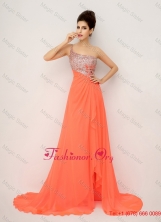 New Arrivals One Shoulder Prom Dresses with High Slit and Sequins DBEE066FOR
