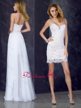 Short Inside Long Outside Laced White Prom Dress PME1914FOR