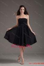 Simple Empire Black Strapless Sash With Chiffon Bridesmaid Dress WYNK007-1FOR