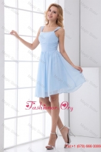 Simple Empire Straps Knee-length Chiffon Baby Blue Discount SexyProm Dress FFPD0933FOR