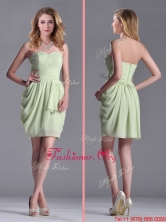 Simple Zipper Up Chiffon Yellow Green Prom Dress with Ruching  THPD092FOR