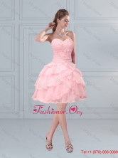 2015 Cute Baby Pink Sweetheart Beaded Prom Gown with Ruffled Layers MLXN911415TZCFOR