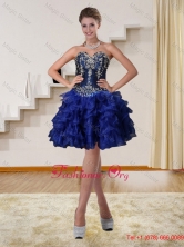 2015 Navy Blue Sweetheart Short Prom Dresses with Beading and Embroidery QDZY319TZCFOR