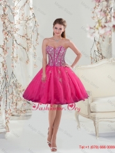 2015 Sweetheart Hot Pink Sequins and Appliques Prom Dresses QDDTA7003FOR