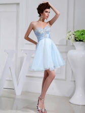 A-line Chiffon Aqqliques Strapless Light Blue Sweatheart Prom Dress FVPD087FOR