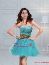 Aqua Blue Beaded Leopard Printed Perfect Prom Dress for 2015 ZYLJ91403TZCFOR